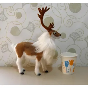 Simulation plush reindeer figurine, exquisite home decoration, living room and study room ornament.
