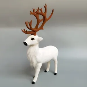 Faux plush reindeer figurine ornament for home decor, living room and study room gift.