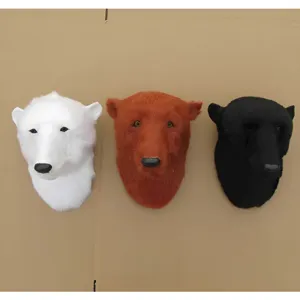 Appeso a Parete con Testa di Animale Simulata Orso Orso Polare Decorazione da Parete Pelliccia Sintetica Soggiorno Casa