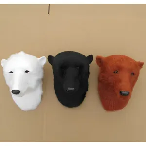 Testa di animale decorazione murale peluche orso polare supporto da parete casa medio