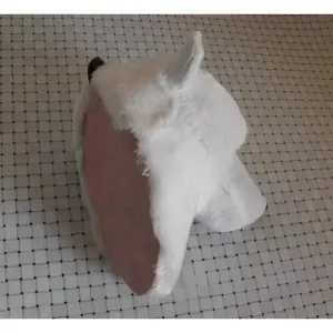 Decorazione da parete con testa di animale in peluche bianco, scultura di orso polare per casa.