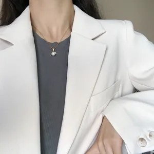 Collana girocollo con perla in argento sterling 925, gioiello elegante e alla moda per donna