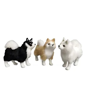 Simulation Dog Plush Toys Set Cute Puppy Figurine Husky Samoyed Soft Stuffed Animal Decor