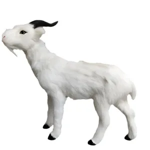 Simulazione capra bianca peluche statuetta decorazione tavolo modello animale realista giocattolo