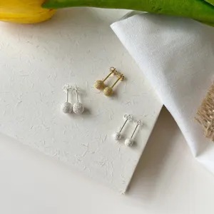 S925 sterling silver frosted ball stud earrings for women minimalist fashion jewelry gifts.