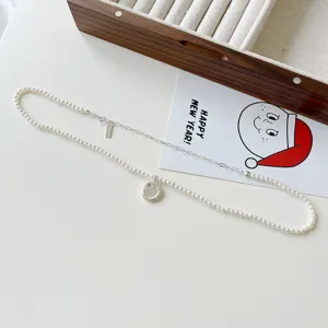 Perlen Smiley Halskette halbe Kette silberner Anhänger Modeschmuck elegantes Geschenk Damen
