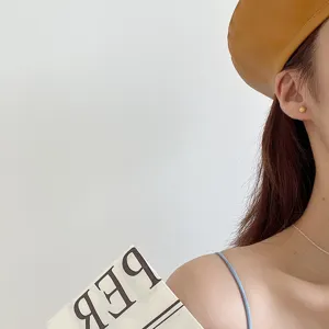 Minimalist S925 silver matte round ball stud earrings for women chic daily jewelry accessory.