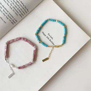 S925 Sterling Silver Beaded Bracelet Elegance Natural Stone Texture Geometric Charm Wrist Chain Fine Jewelry For Women Gift