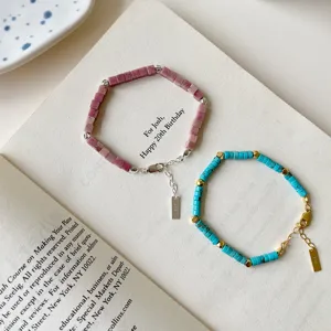 Elegant sterling silver beaded bracelet set with colorful gemstone charm for women daily wear.