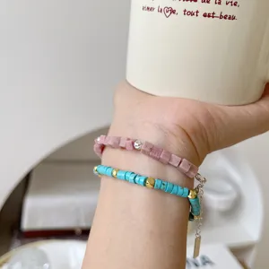 Stunning 925 silver natural stone beaded double layer bracelet for women fashion jewelry