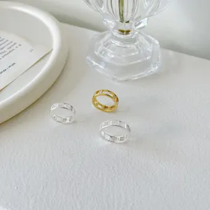 Minimalistischer geometrischer Baguette Diamant Ring Set, stilvolle Ringe silber gold.