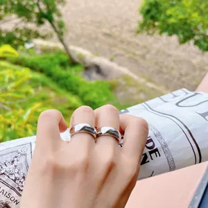 Minimalistische dicke Silberringe stapelbar glatte Modeschmuck Ringe für Damen Alltag.