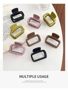 Small square matte hair claw clips for women, half updo aesthetic shark clip hair accessories.