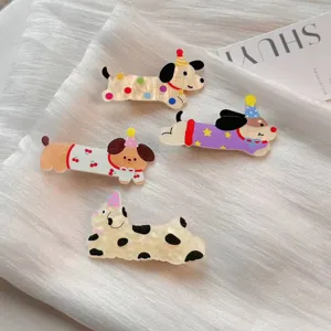 Pinces à cheveux en résine pour chiot de dessin animé mignon, pinces bec de canard douces.