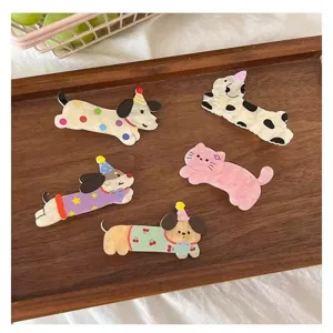 Jolies pinces à cheveux de dessin animé pour femmes, pinces bec de canard en acrylique mignon.