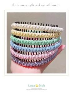 Braided anti-slip headband with teeth colorful hair hoop for women daily washing 85