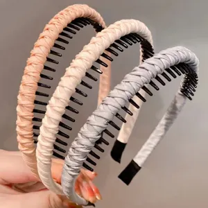 Korean Style Plastic Fabric Wrapped Headband Anti-Slip Waved Braided Hair Hoop Face Washing Hair Accessories For Women