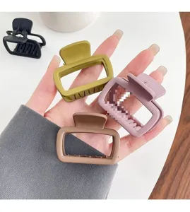Matte small rectangular hair claw clip, chic half-up shark clip for fine hair and daily styling.