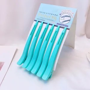 Mint green seamless hair clips set of 6, silicone anti-slip duckbill hairpins for makeup and face wash.