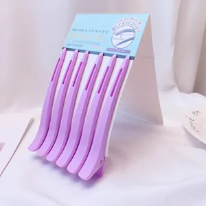 Seamless bang hair clips, purple duckbill hairpins with silicone pad for daily makeup.