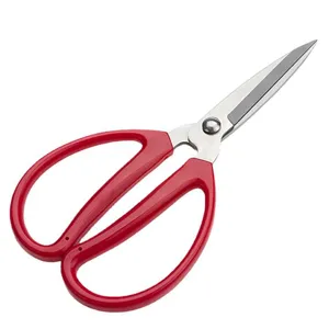 Household Office Stainless Steel Scissors Red Plastic Handle Multi-Purpose Cutting Tool For Home Daily Use