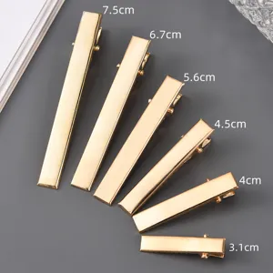 Gold rectangle alligator hair clips metal duckbill hairpins 6 sizes DIY styling tools