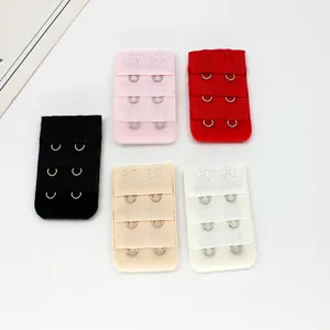 Bra extension strap set featuring 3 rows and metal hooks in various colors for comfort.