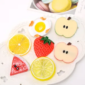 Cute colorful resin fruit hair clip accessories set with strawberry and lemon designs.