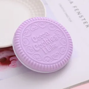 Portable biscuit cosmetic mirror compact makeup mirror cute purple pocket pocket size
