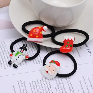 Christmas hair ties cute resin santa snowman hair ropes festive hair accessories for women