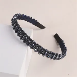 Elegant dark crystal beaded headband sparkling rhinestone hair hoop stylish women hair accessories