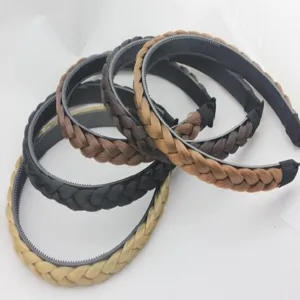 Braided hair headband synthetic hair braided hoop plastic wide hair band daily accessories