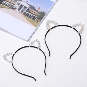 Set di cerchietti per capelli con orecchie di gatto in strass, simpatici accessori per donne