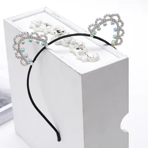 Cerchietto orecchie di gatto con strass corna di diavolo accesorio capelli brillante