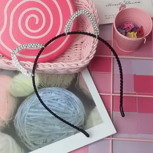 Cerchietto per capelli con orecchie di gatto in strass carino diavolo dolce accessorio moda