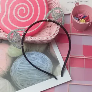 Fascia per capelli con orecchie di gatto in strass scintillanti simpatico cerchietto cuore
