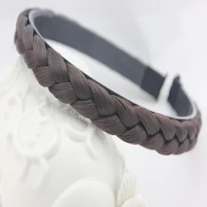 Brown synthetic hair braided headband, stylish woven hair hoop hair accessory for women daily wear.