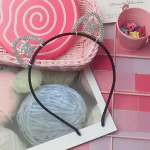 Cerchietto per capelli con strass gatto nero simpatico accessorio stella moda