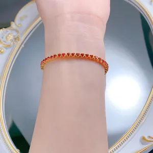 Bracelet tennis en cristal rouge dore bijoux etincelants elegants pour soirees