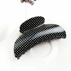 Grande pince à cheveux pois noir et blanc en résine plastique accessoire de coiffure tendance