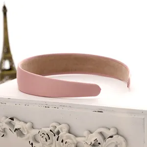 Minimalist solid pink velvet headband, elegant daily hair accessory for women and girls.
