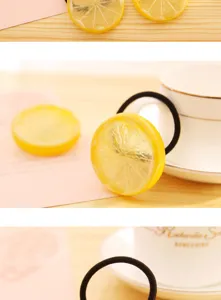 Lemon fruit hair tie cute resin rubber band sweet hair accessories daily styling girl headwear