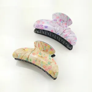 Grande pince a cheveux florale en resine pince barrette pour femme style mode accessoire coiffure