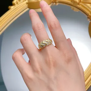 Anillo chevron chapado en oro plata 925 brillante circonita cubica joyeria moda