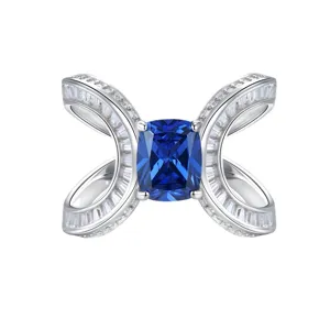 Anello tanzanite argento taglio cuscino gemma blu zircone gioiello principale
