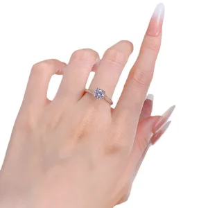 1 carat four prong solitaire ring silver elegant classic jewelry gift for women chic new