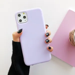 Einfarbige Silikon Handyhülle weiche Schutzhülle Pastell lila minimalistischer Stil