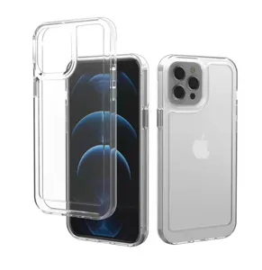 Coque de téléphone en acrylique transparent avec pare-chocs antichoc pour iPhone, dos clair.