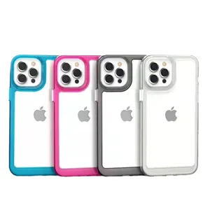 Coque iPhone bicolore transparente en acrylique housse de protection design arrière vue principale.