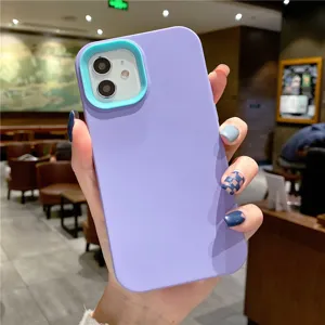 Liquid silicone color-block phone case with camera protection for Apple iPhone models.